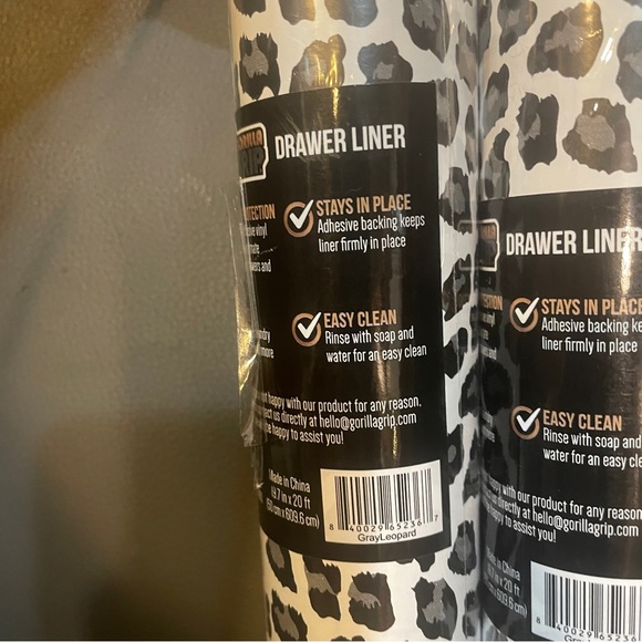 NWT Two Rolls Gorilla Grip Peel & Stick Paper Liner 19.5 in x 20 FT gray leopard - Picture 8 of 10